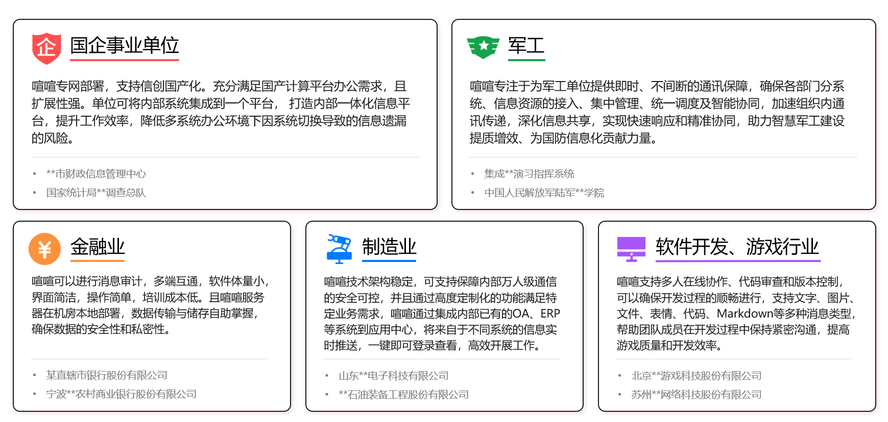 喧喧军工单位应用案例